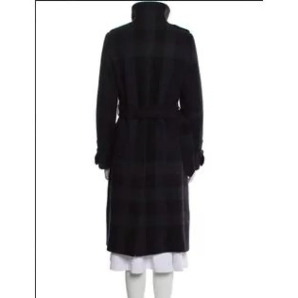 Burberry London Wool Plaid Coat 4 Navy Minimalist Quiet Luxury Feminine Chic - Picture 7 of 10